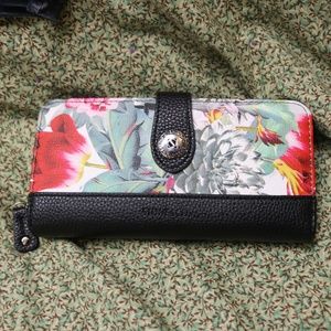Like New Stone & Co Floral Print Leather Wallet OS